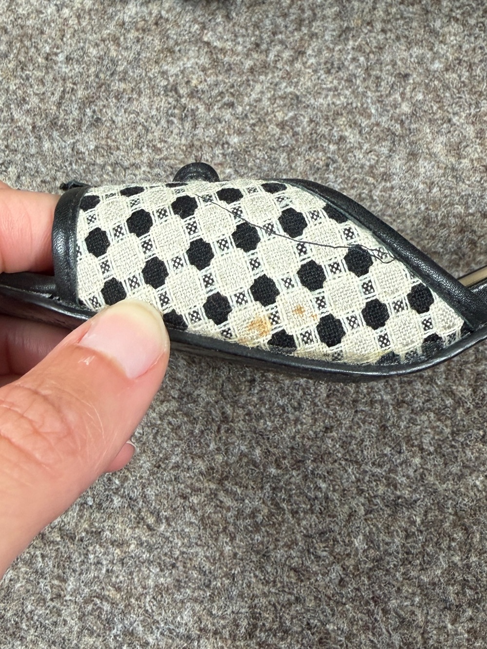 Y2K Loft Black White Polka Dot Textile Open Toe Dainty Kitten Heels Women’s 8.5 - Picture 9 of 11